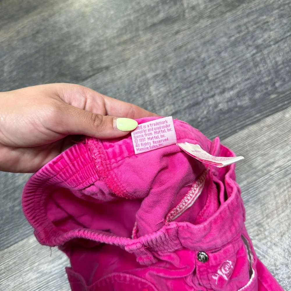 Vintage 1997‎ Barbie Hot Pink Velvet Corduroy Pants Kids Size 5